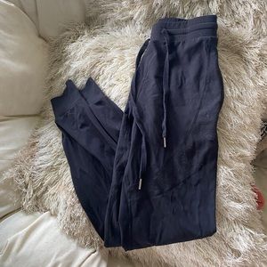 Black velvet joggers